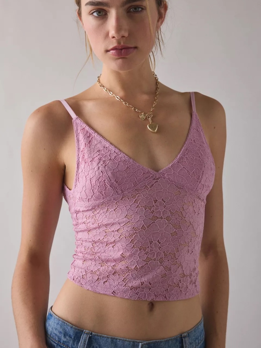 Out From Under Mon Cheri Low Back Cropped Cami Dusty Pink Extra Small UO